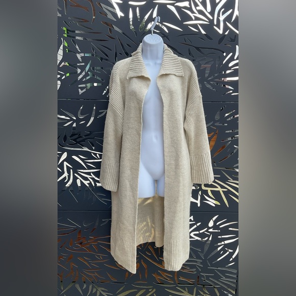 Free People Finely Maxi Cardi Ivory Oversized Cardigan Sweater S - Like New - Picture 2 of 8